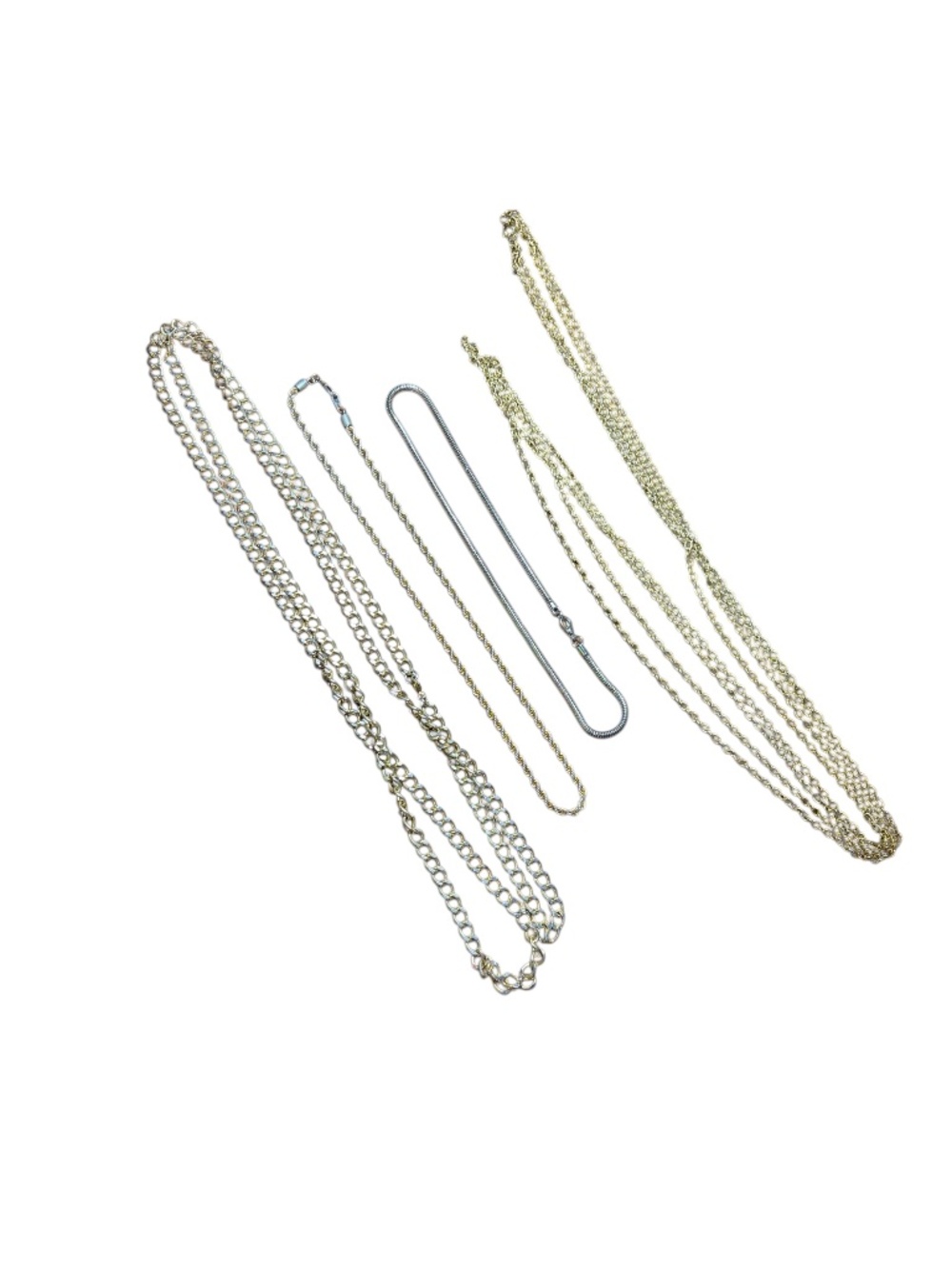 Vintage Mixed Lot of 4 Silver-tone and Gold-tone chain necklaces -various length